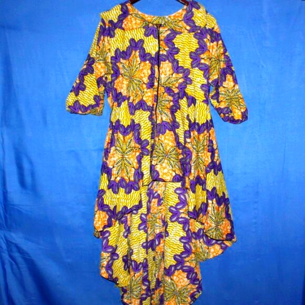 Abstract Print High-Low Tunic Top Multicolor XL